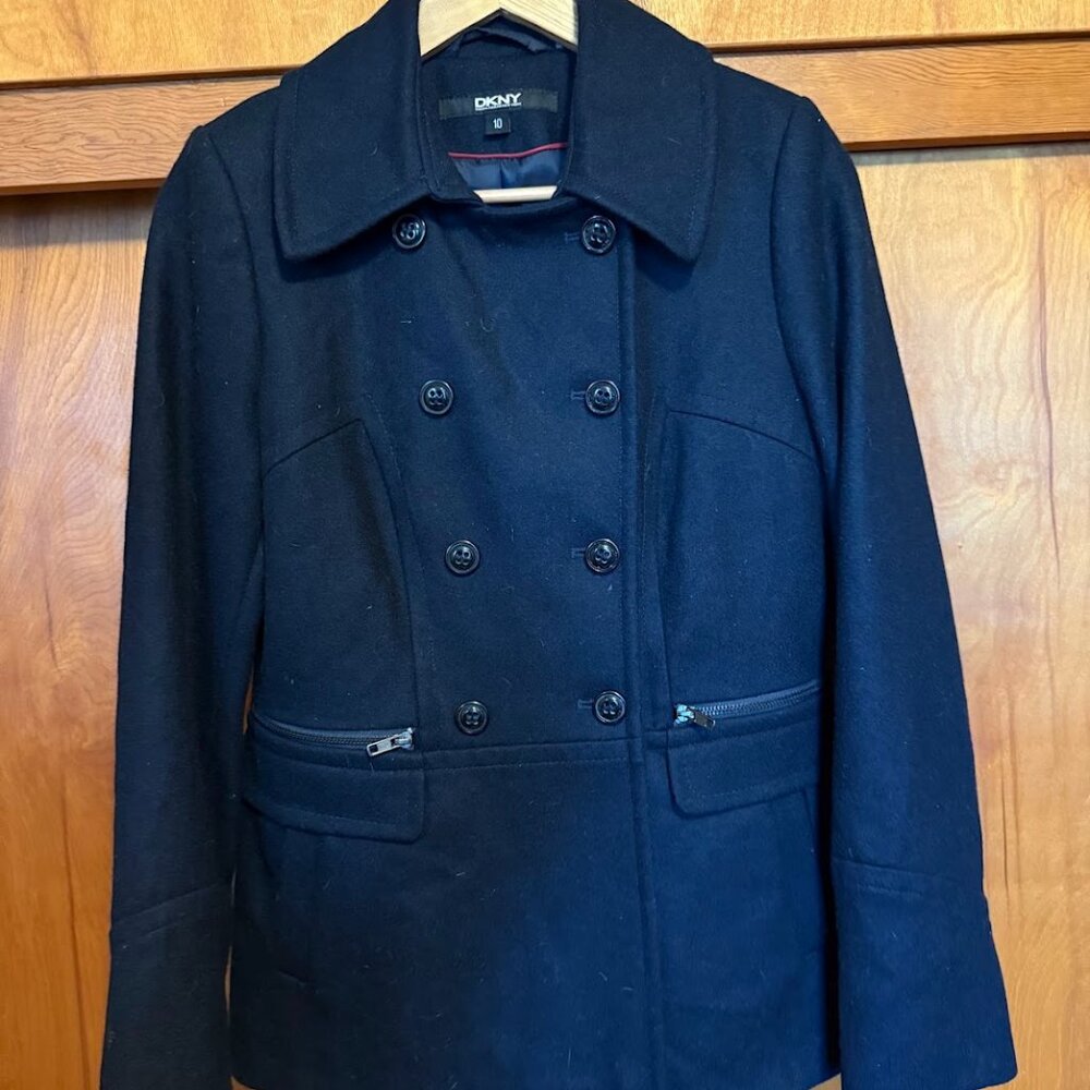 DKNY Size 10 Navy Pea Coat